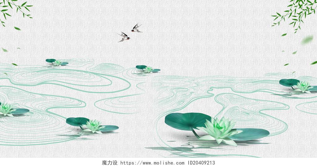 夏至	夏至背景夏天海报背景白色小清新中国风夏至节气海报背景